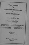 The Journal of Abnormal Psychology, Vol. 18