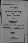 The Journal of Abnormal Psychology, Vol. 19