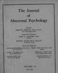 The Journal of Abnormal Psychology, Vol. 6