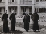 Bishop of Haimen and three Samists in the courtyard of the episcopal residence on Chongming