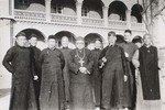 Bishop Pierre Cheng prefect apostolic of Hongdong with some of his priests in the courtyard of the major seminary.