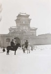 Anguo cathedral under the snow and Father Raymond de Jaegher on horseback 2