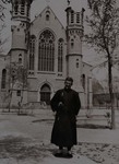 Fr. Raymond de Jaegher in front of Xuanhua cathedral