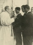 Fr. Vincent Lebbe in La Sapinière near Verviers baptizing three Chinese students