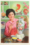 Chinese Woman Painting an Off-White Vase