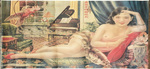 Partially Nude Woman Reclining in Western-Style Room