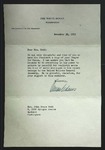 Letter to Sonora Dodd from the White House, December 30, 1953 by Unidentified