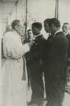 Fr. Vincent Lebbe in La Sapinière Near Verviers Baptizing Three Chinese Students