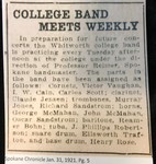 College Band Meets Weekly
