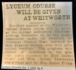 Lyceum Course Will Be Given At Whitworth