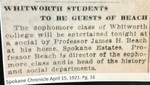 Whitworth Students to be Guest of Beach